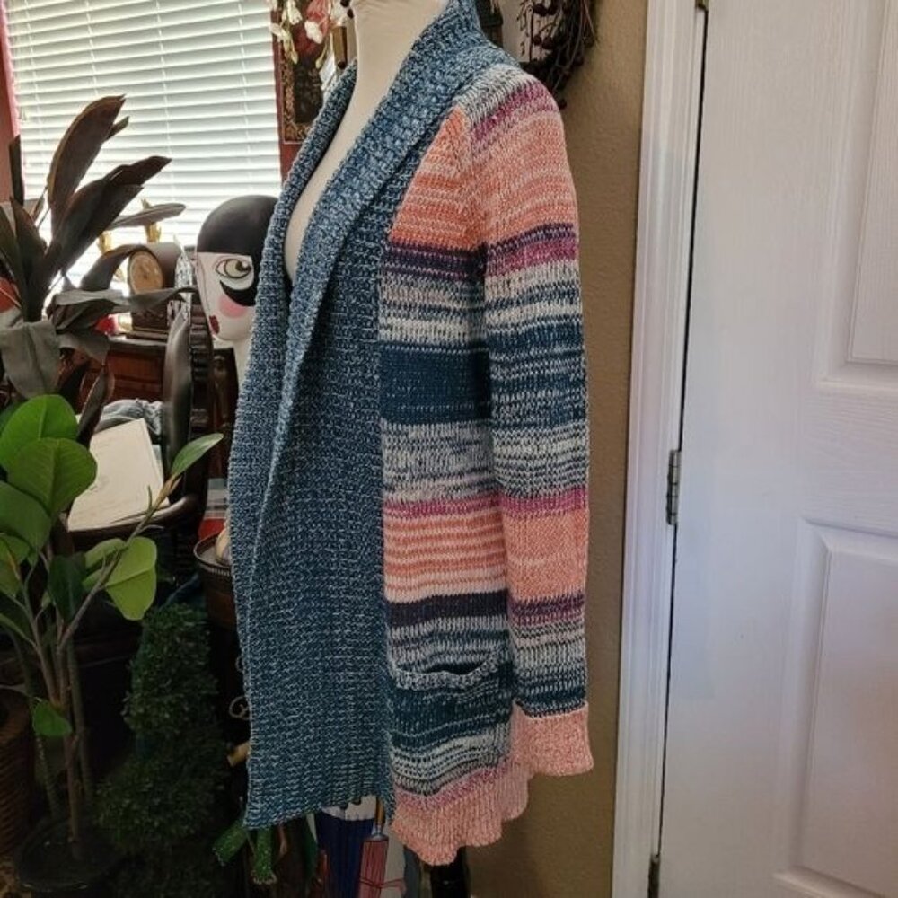 Sundance Anthropologie Long Knit Cardigan Duster Striped XS No Belt - Picture 2 of 8